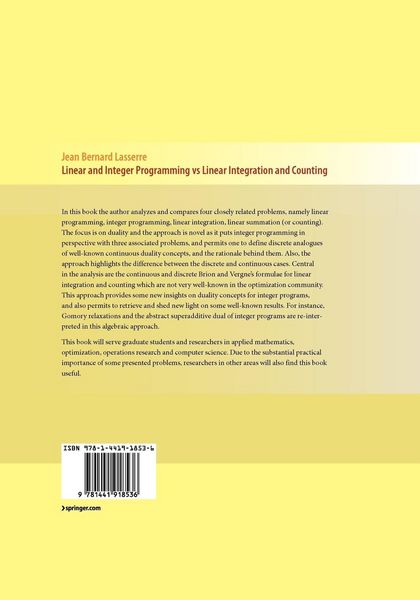 Produktbild: Linear and Integer Programming vs Linear Integration and Counting