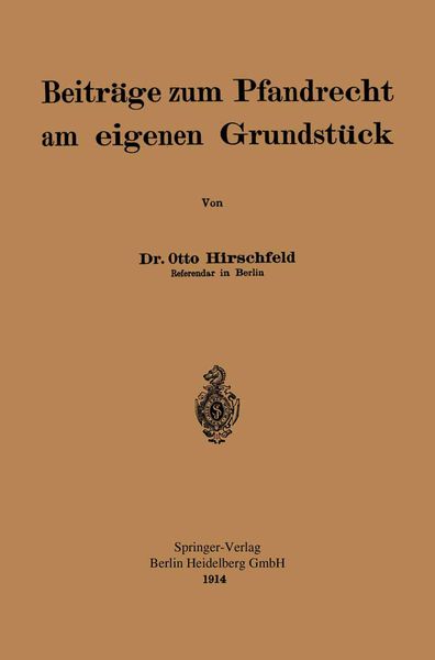 Produktbild: Beitr&auml;ge zum Pfandrecht am eigenen Grundst&uuml;ck