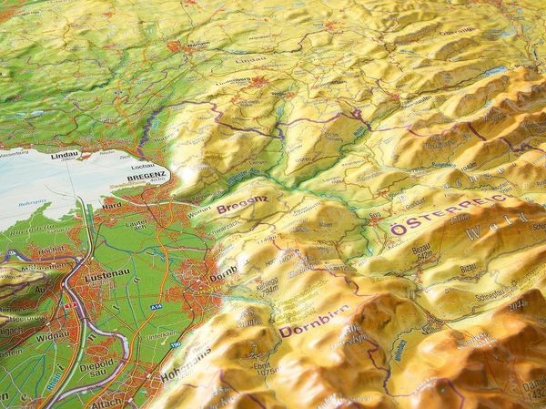 Produktbild: Relief Allg&auml;u Bodensee 1:200.000 (ohne Rahmen)