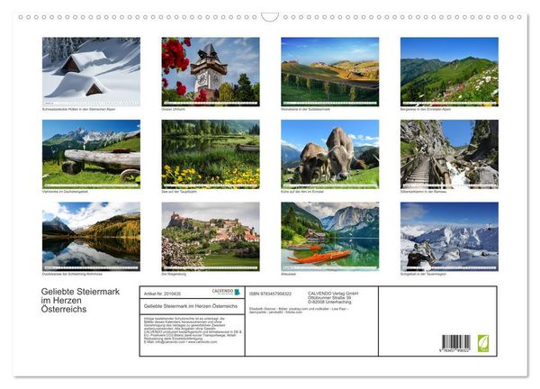 Produktbild: Geliebte Steiermark im Herzen &Ouml;sterreichs (Wandkalender 2026 DIN A2 quer), CALVENDO Monatskalender