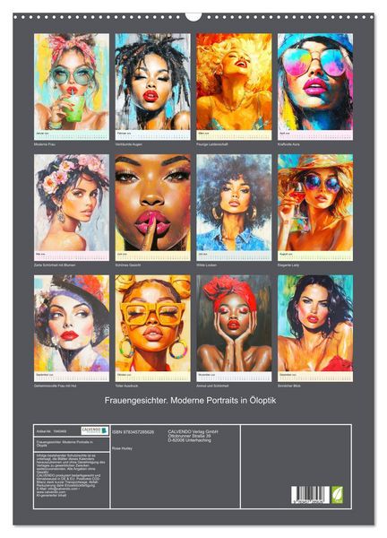 Produktbild: Frauengesichter. Moderne Portraits in &Ouml;loptik (Wandkalender 2026 DIN A2 hoch), CALVENDO Monatskalender