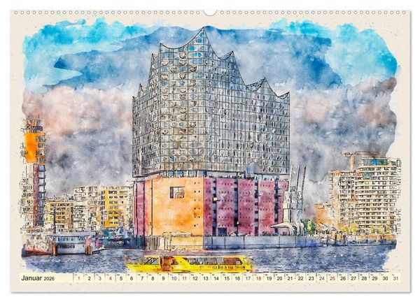 Produktbild: Hamburg - malerische Metropole (Wandkalender 2026 DIN A2 quer), CALVENDO Monatskalender