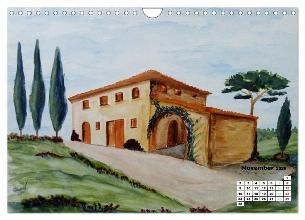 Produktbild: Toskana in Aquarell (Wandkalender 2026 DIN A4 quer), CALVENDO Monatskalender