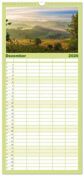 Produktbild: Familienplaner 2026 - Traumziel Toskana mit 5 Spalten (Wandkalender, 21 x 45 cm) CALVENDO