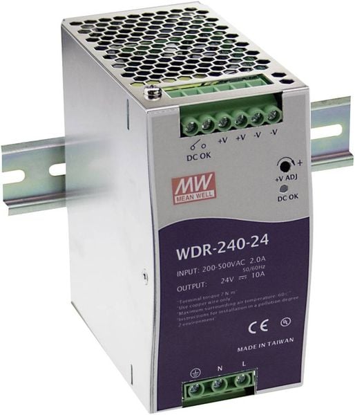 Mean Well WDR-240-24 Hutschienen-Netzteil (DIN-Rail) 24 V/DC 10 A 240 W Anzahl Ausgänge:1 x Inhalt 1 St.