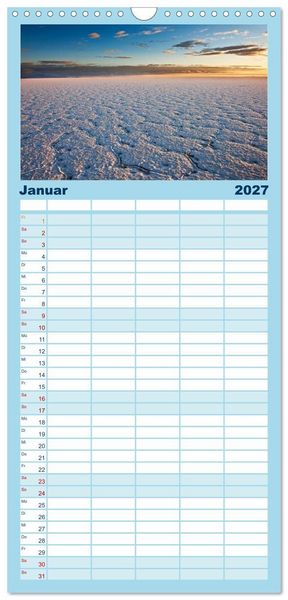 Produktbild: Familienplaner 2027 - Bolivien Andenlandschaften mit 5 Spalten (Wandkalender, 21 x 45 cm) CALVENDO