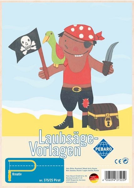 PEBARO 375/2S - Laubsägevorlage Pirat, 1 Platte, Größe DIN A4
