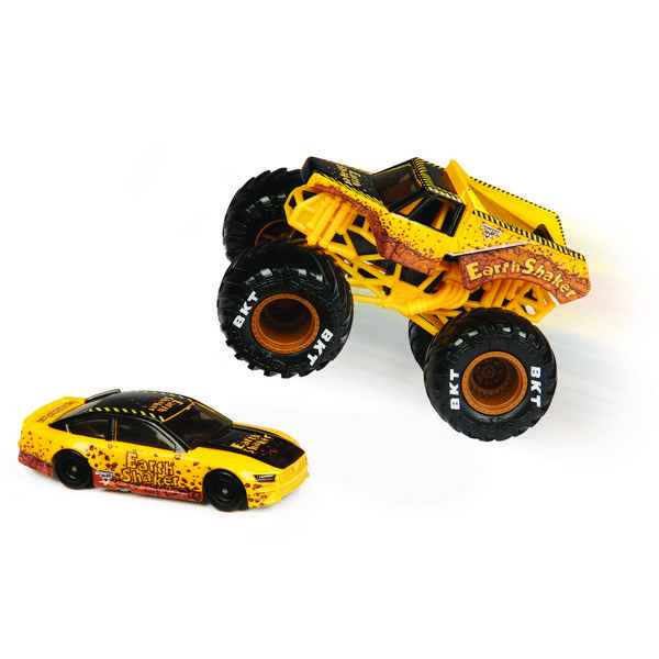 Produktbild: Monster Jam, Truck und Rennauto in einem Set, Ma&szlig;stab 1:64