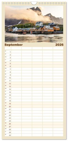 Produktbild: Familienplaner 2026 - Lofoten - Norwegische Trauminseln mit 5 Spalten (Wandkalender, 21 x 45 cm) CALVENDO