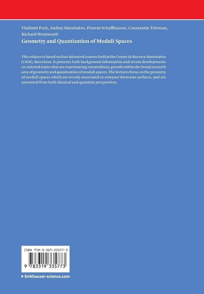 Produktbild: Geometry and Quantization of Moduli Spaces