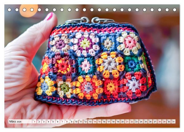 Produktbild: Granny Square Kunst - Ein Jahr voller kreativer H&auml;kelideen (Tischkalender 2026 DIN A5 quer), CALVENDO Monatskalender