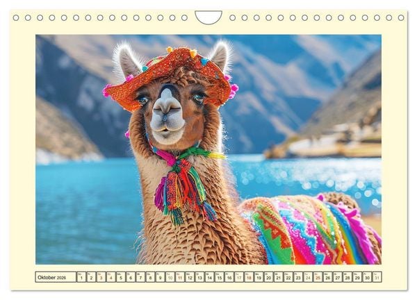 Produktbild: Lamas auf Tour. Perus flauschige Fashion-Ikonen (Wandkalender 2026 DIN A4 quer), CALVENDO Monatskalender