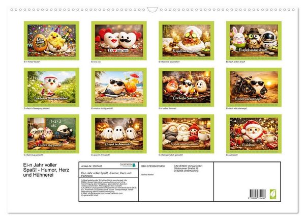 Produktbild: Ei-n Jahr voller Spa&szlig;! - Humor, Herz und H&uuml;hnerei (Wandkalender 2027 DIN A2 quer), CALVENDO Monatskalender