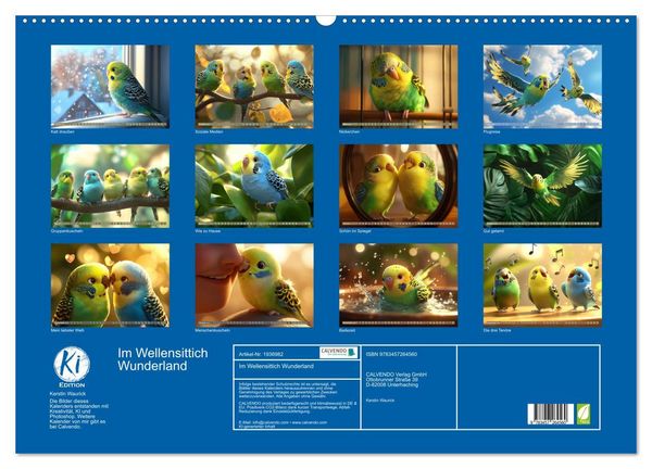 Produktbild: Im Wellensittich Wunderland (Wandkalender 2026 DIN A2 quer), CALVENDO Monatskalender