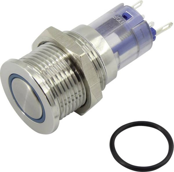 Produktbild: TRU COMPONENTS 1303028 LAS2GQPF-11E/B/12V/S/P Vandalismusgesch&uuml;tzter Drucktaster 48 V/DC 2 A 1 x Aus/(Ein) tastend Blau IP65 1 St.