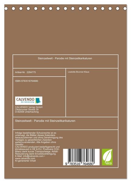 Produktbild: Steinzeitwelt - Parodie mit Steinzeitkarikaturen (Tischkalender 2027 DIN A5 hoch), CALVENDO Monatskalender