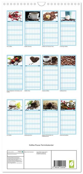 Produktbild: Familienplaner 2026 - Kaffee-Pause Terminkalender mit 5 Spalten (Wandkalender, 21 x 45 cm) CALVENDO