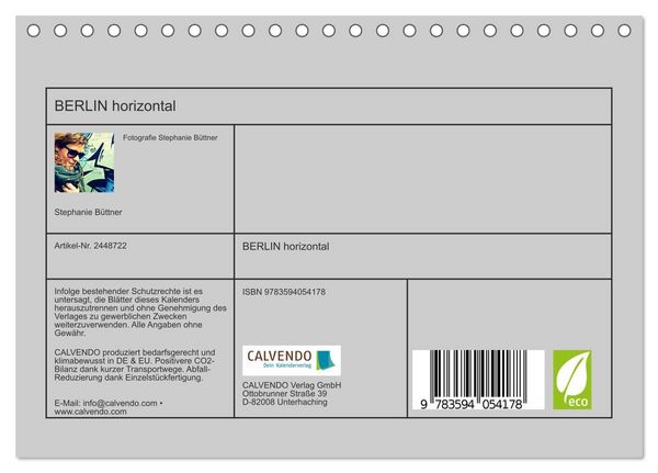Produktbild: BERLIN horizontal (Tischkalender 2027 DIN A5 quer), CALVENDO Monatskalender