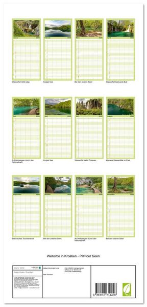 Produktbild: Familienplaner 2026 - Welterbe in Kroatien - Plitvicer Seen mit 5 Spalten (Wandkalender, 21 x 45 cm) CALVENDO
