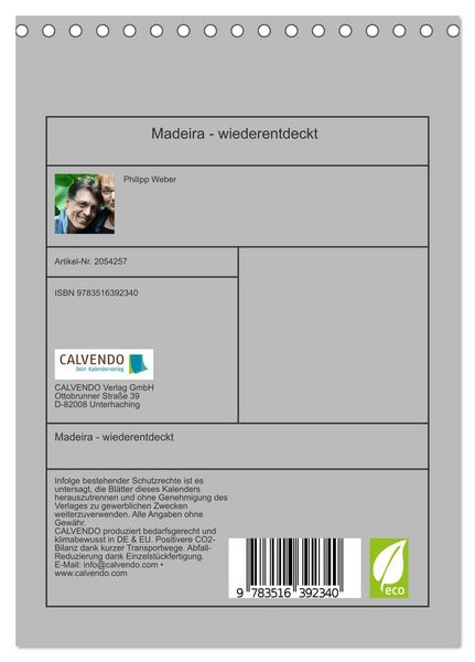 Produktbild: Madeira - wiederentdeckt (Tischkalender 2026 DIN A5 hoch), CALVENDO Monatskalender