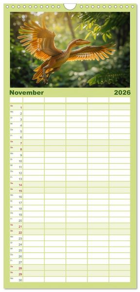 Produktbild: Familienplaner 2026 - Giganten der Urzeit mit 5 Spalten (Wandkalender, 21 x 45 cm) CALVENDO