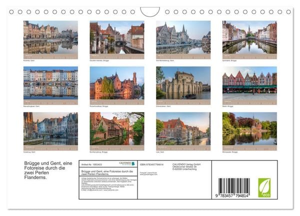 Produktbild: Br&uuml;gge und Gent, eine Fotoreise durch die zwei Perlen Flanderns. (Wandkalender 2026 DIN A4 quer), CALVENDO Monatskalender