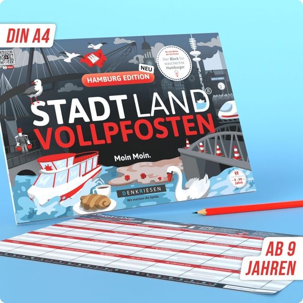Denkriesen - Stadt Land Vollpfosten® - Hamburg Edition - "moin Moin." - A4