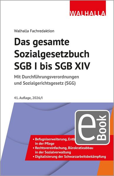 Produktbild: Das gesamte Sozialgesetzbuch SGB I bis SGB XIV Ausgabe 2026/I