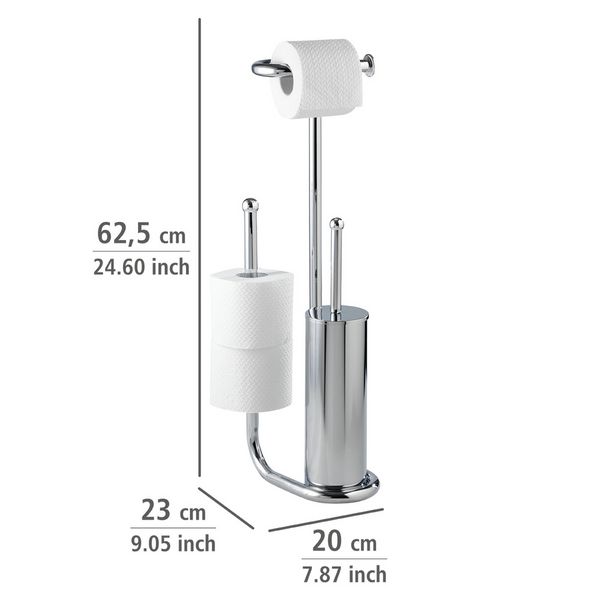 Produktbild: Stand WC-Garnitur Universalo Chrom, integrierter Toilettenpapierhalter und WC-B&uuml;rstenhalter