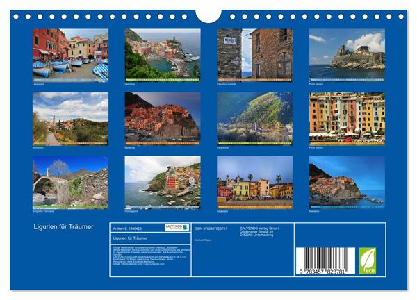 Produktbild: Ligurien f&uuml;r Tr&auml;umer (Wandkalender 2026 DIN A4 quer), CALVENDO Monatskalender