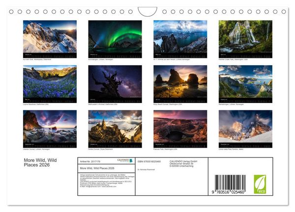 Produktbild: More Wild, Wild Places 2026 (Wandkalender 2026 DIN A4 quer), CALVENDO Monatskalender