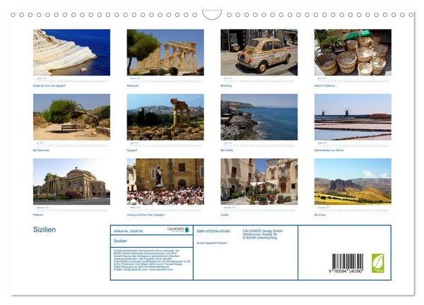 Produktbild: Sizilien (Wandkalender 2027 DIN A3 quer), CALVENDO Monatskalender