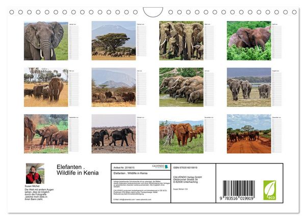 Produktbild: Elefanten . Wildlife in Kenia (Wandkalender 2026 DIN A4 quer), CALVENDO Monatskalender