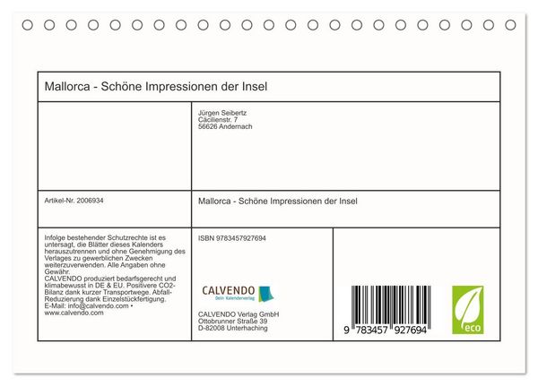 Produktbild: Mallorca - Sch&ouml;ne Impressionen der Insel (Tischkalender 2026 DIN A5 quer), CALVENDO Monatskalender