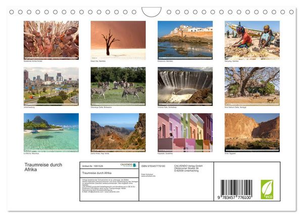 Produktbild: Traumreise durch Afrika (Wandkalender 2026 DIN A4 quer), CALVENDO Monatskalender