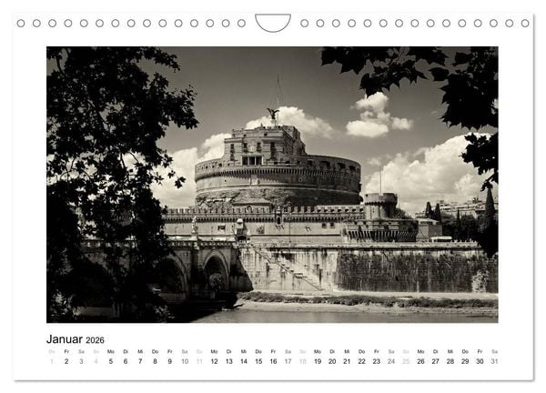 Produktbild: Rom in schwarz - weiss (Wandkalender 2026 DIN A4 quer), CALVENDO Monatskalender