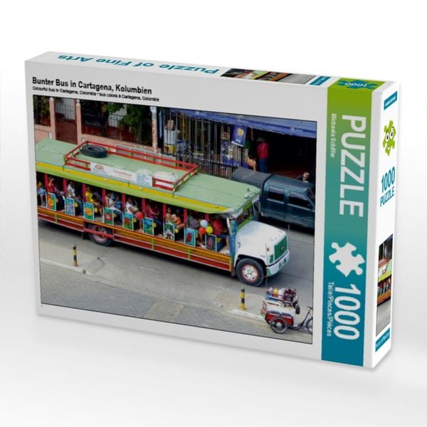Produktbild: CALVENDO Puzzle Bunter Bus in Cartagena, Kolumbien | 1000 Teile Lege-Gr&ouml;&szlig;e 64x48cm Foto-Puzzle f&uuml;r gl&uuml;ckliche Stunden