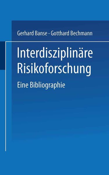 Produktbild: Interdisziplin&auml;re Risikoforschung