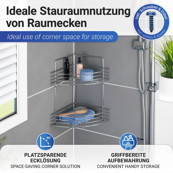 Produktbild: Eckwandablage Mod. Milano mit 2 Etagen, Chrom