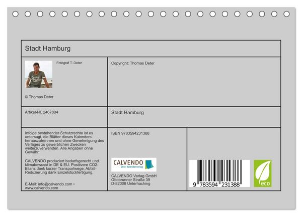 Produktbild: Stadt Hamburg (Tischkalender 2027 DIN A5 quer), CALVENDO Monatskalender
