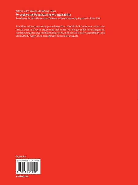 Produktbild: Re-engineering Manufacturing for Sustainability