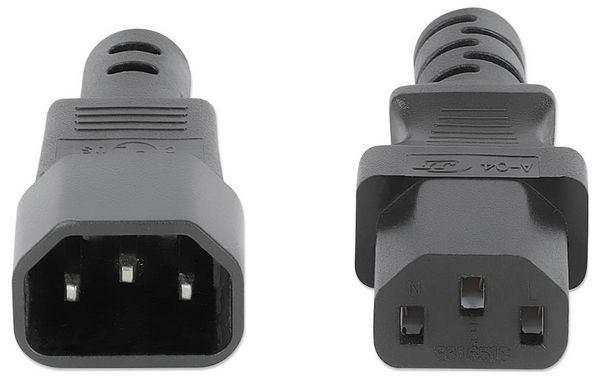 Produktbild: Manhattan Strom Anschlusskabel [1x Kaltger&auml;te-Buchse C13 - 1x Kaltger&auml;te-Stecker C14] 1 m Schwarz
