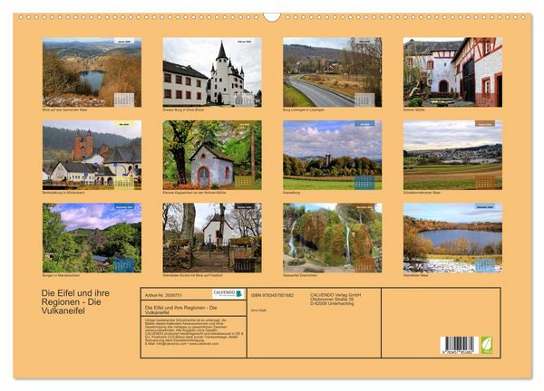 Produktbild: Die Eifel und ihre Regionen - Die Vulkaneifel (Wandkalender 2026 DIN A2 quer), CALVENDO Monatskalender