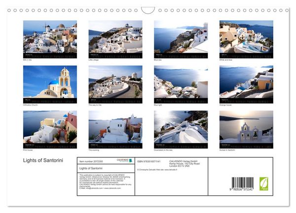 Produktbild: Lights of Santorini (Wall Calendar 2026 DIN A3 landscape), CALVENDO 12 Month Wall Calendar