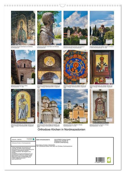 Produktbild: Orthodoxe Kirchen in Nordmazedonien (Wandkalender 2027 DIN A2 hoch), CALVENDO Monatskalender