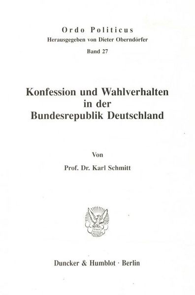 Produktbild: Konfession und Wahlverhalten in der Bundesrepublik Deutschland.