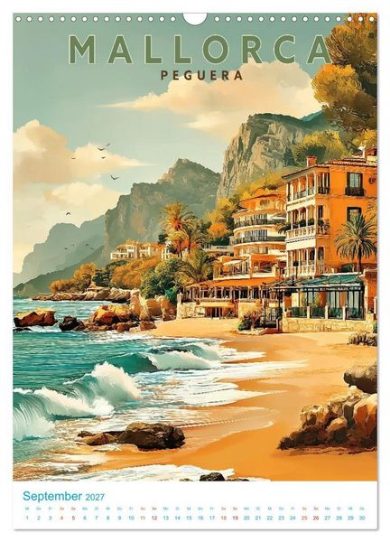 Produktbild: Mallorca - Old School Poster Style (Wandkalender 2027 DIN A3 hoch), CALVENDO Monatskalender