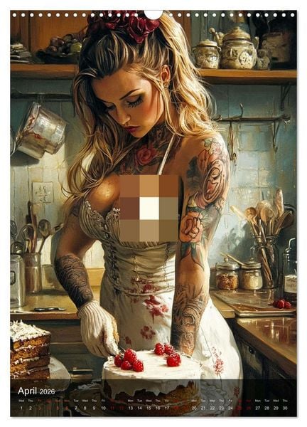 Produktbild: Tattoo Girls and Cakes (Wall Calendar 2026 DIN A3 portrait), CALVENDO 12 Month Wall Calendar