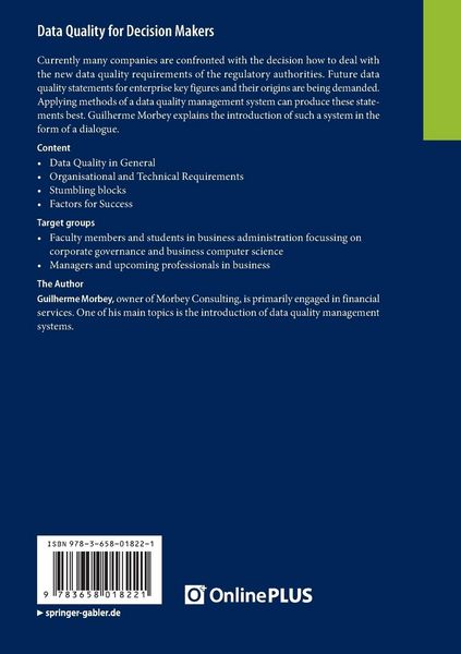 Produktbild: Data Quality for Decision Makers