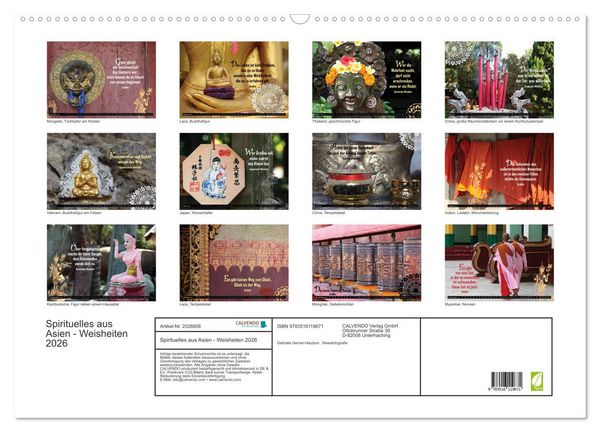 Produktbild: Spirituelles aus Asien - Weisheiten 2026 (Wandkalender 2026 DIN A2 quer), CALVENDO Monatskalender